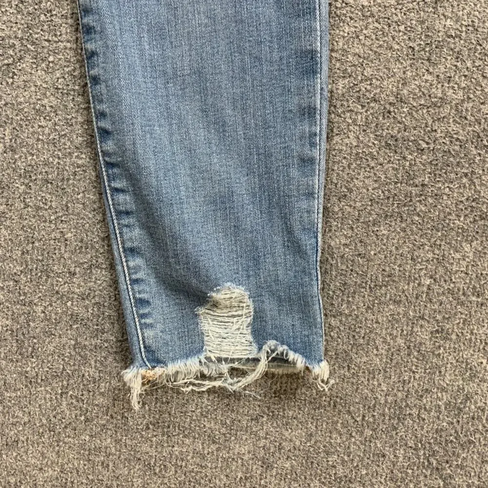 Madewell Jeans Womens 27 Denim High Rise Skinny Ontario Wash Distressed Raw Hem